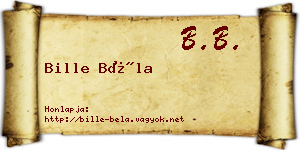 Bille Béla névjegykártya